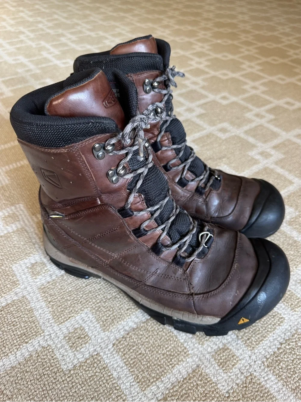 KEEN Waterproof Leather Boots Hiking Outdoor Utility Work Brown Size 12